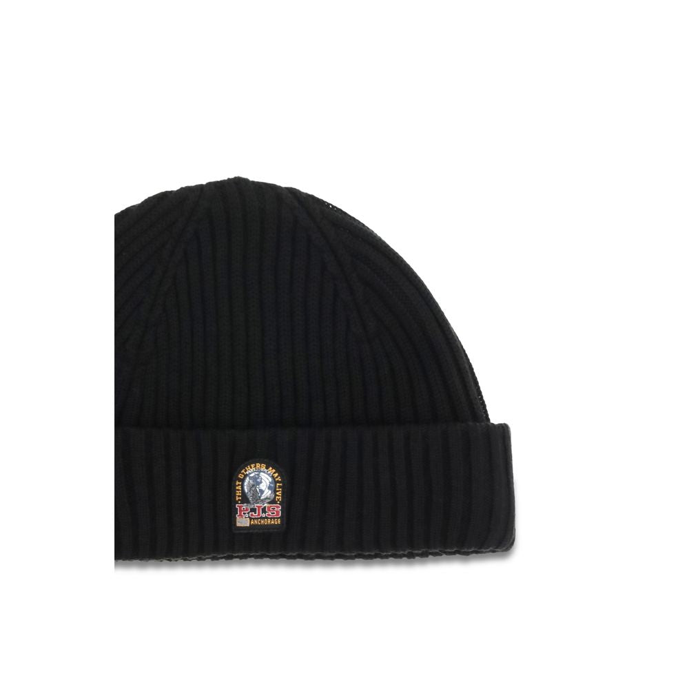 Beanie Hat by Parajumpers for men in merino wool black features a athleisure-luxe silhouette, artfully capturing the essence of the athleisure-luxe Merino Wool Beanie Hat design for a sophisticated look.