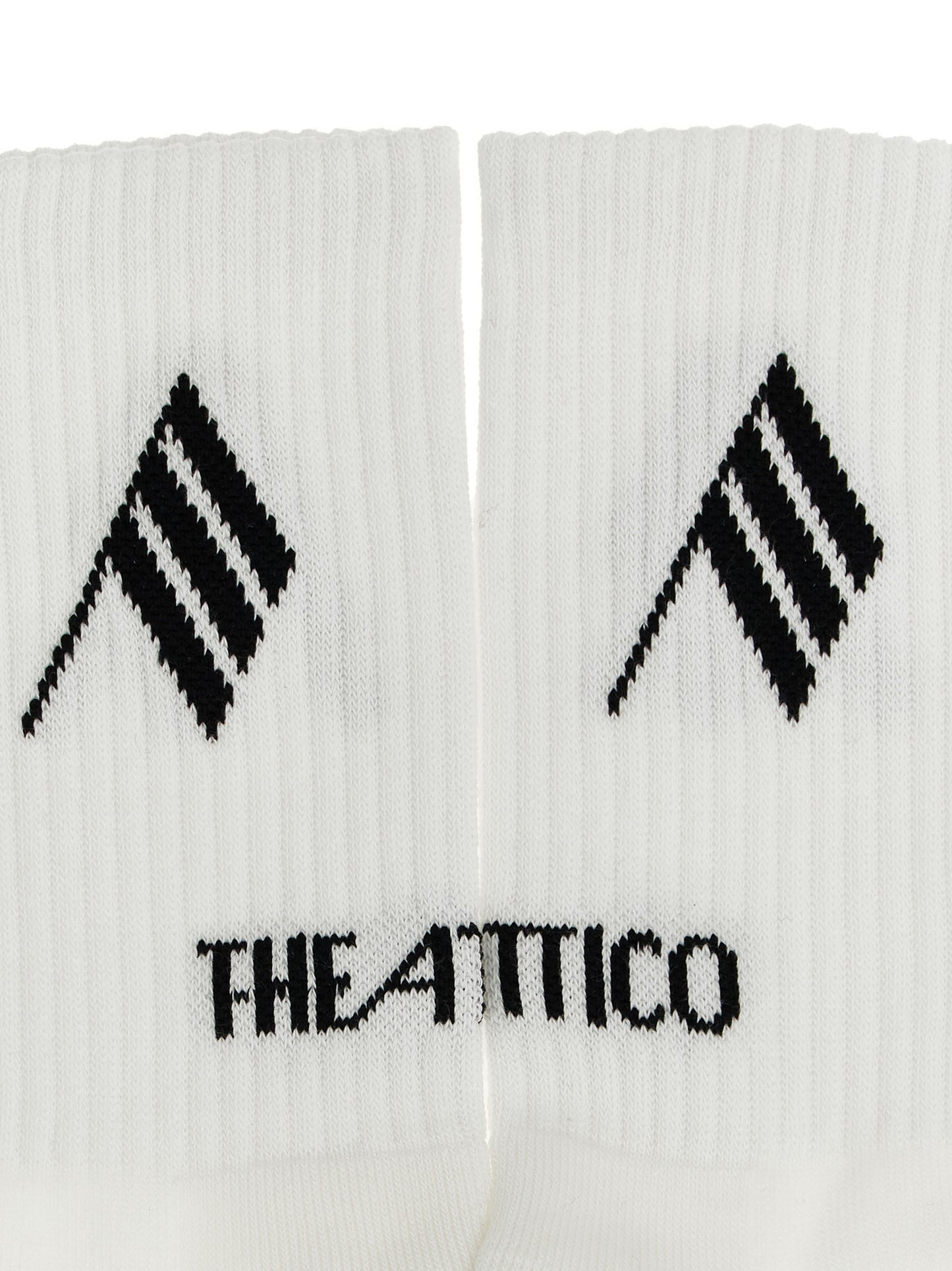 Socks by The Attico for women in bicolour, black, white & jacquard features an stylish silhouette, showcasing the stylish design of this Women's Stretch Polyamide Cotton Socks with a stylish finish.