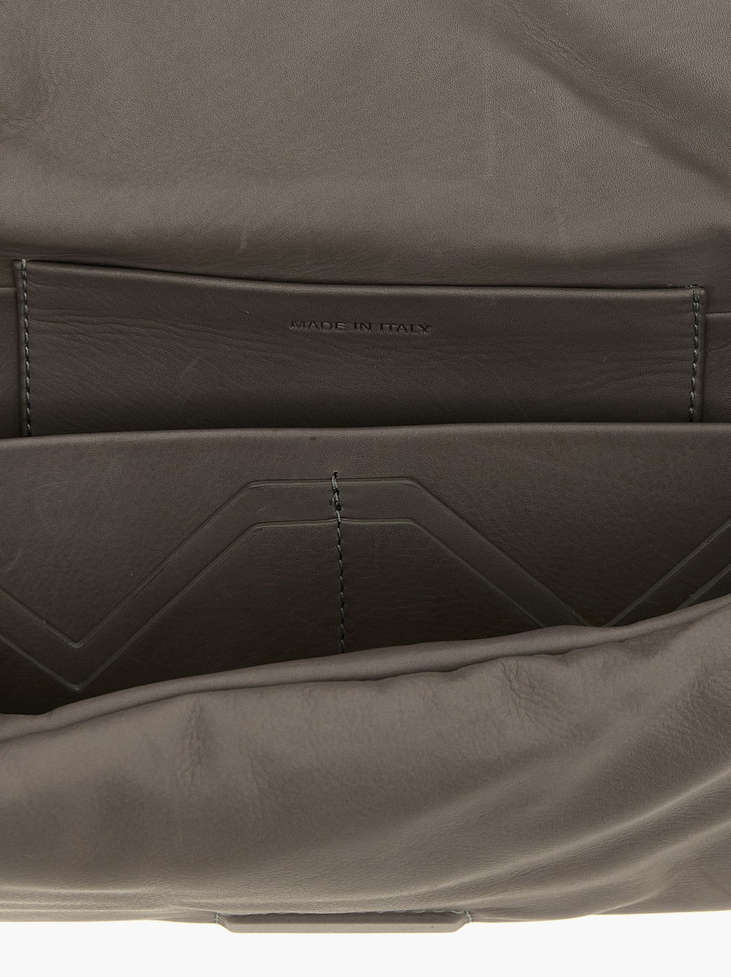 Shoulder Bowling Baguette Clutch Handbag by Rick Owens for women in calfskin leather gray & patterned features a architectural silhouette, showcasing a secure , ample built-in-compartments, and versatile for a architectural finish.