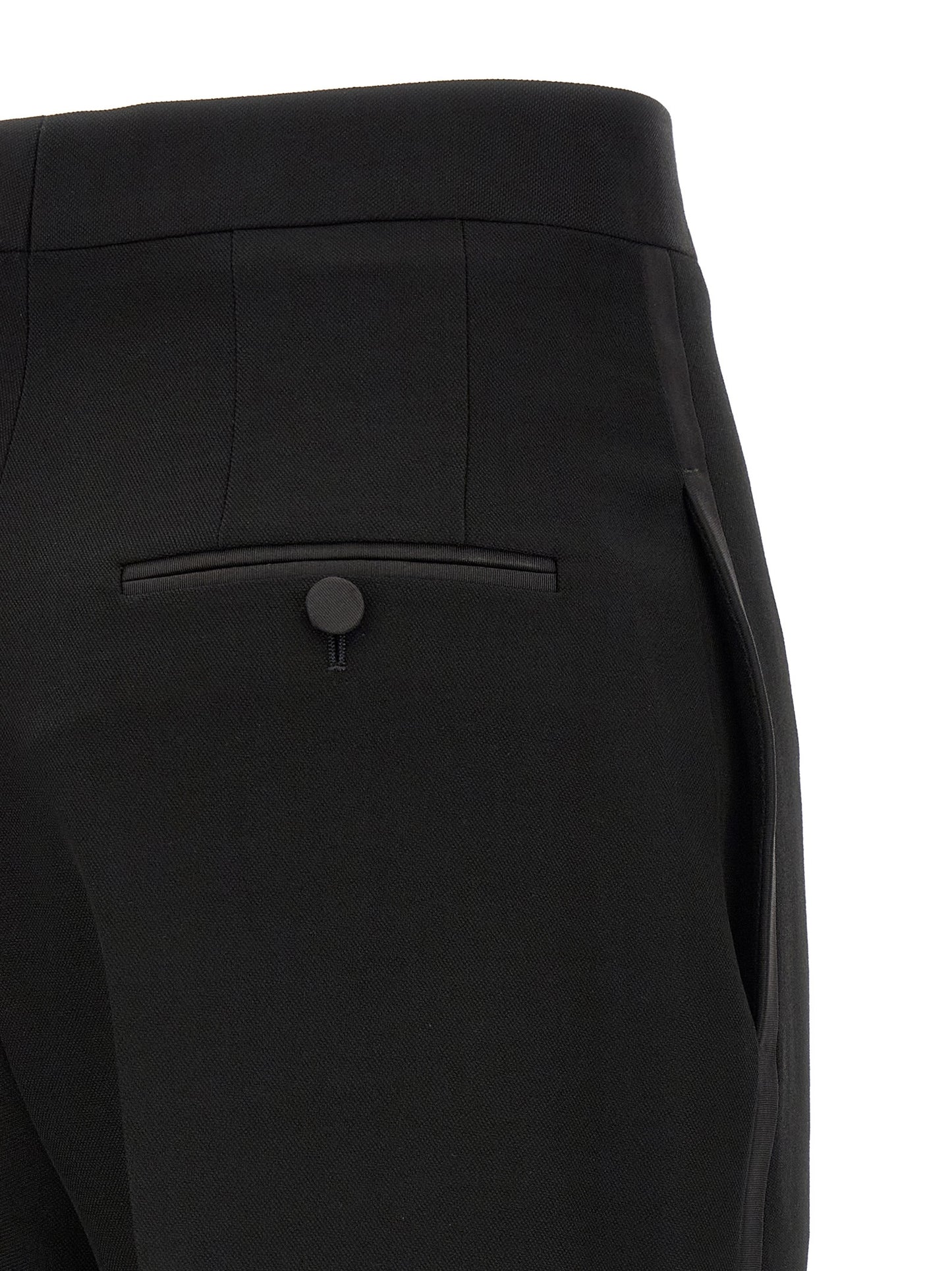 Trousers by Tom Ford for women in satin wool black features an sartorial silhouette, showcasing a precise straight & slim and long with a sartorial high rise for a refined look.