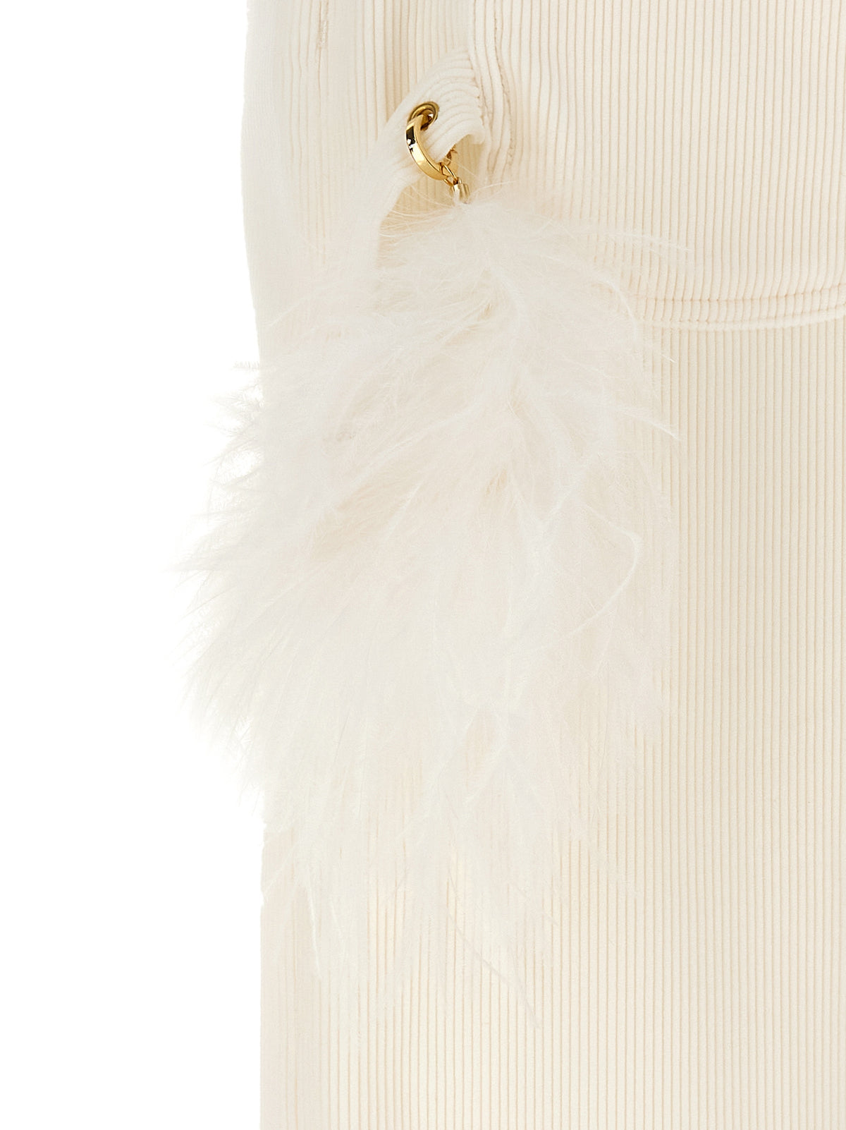 Darkpark Women's Straight Leg Cotton Corduroy Leather & Feather Trousers - Cream Gold White