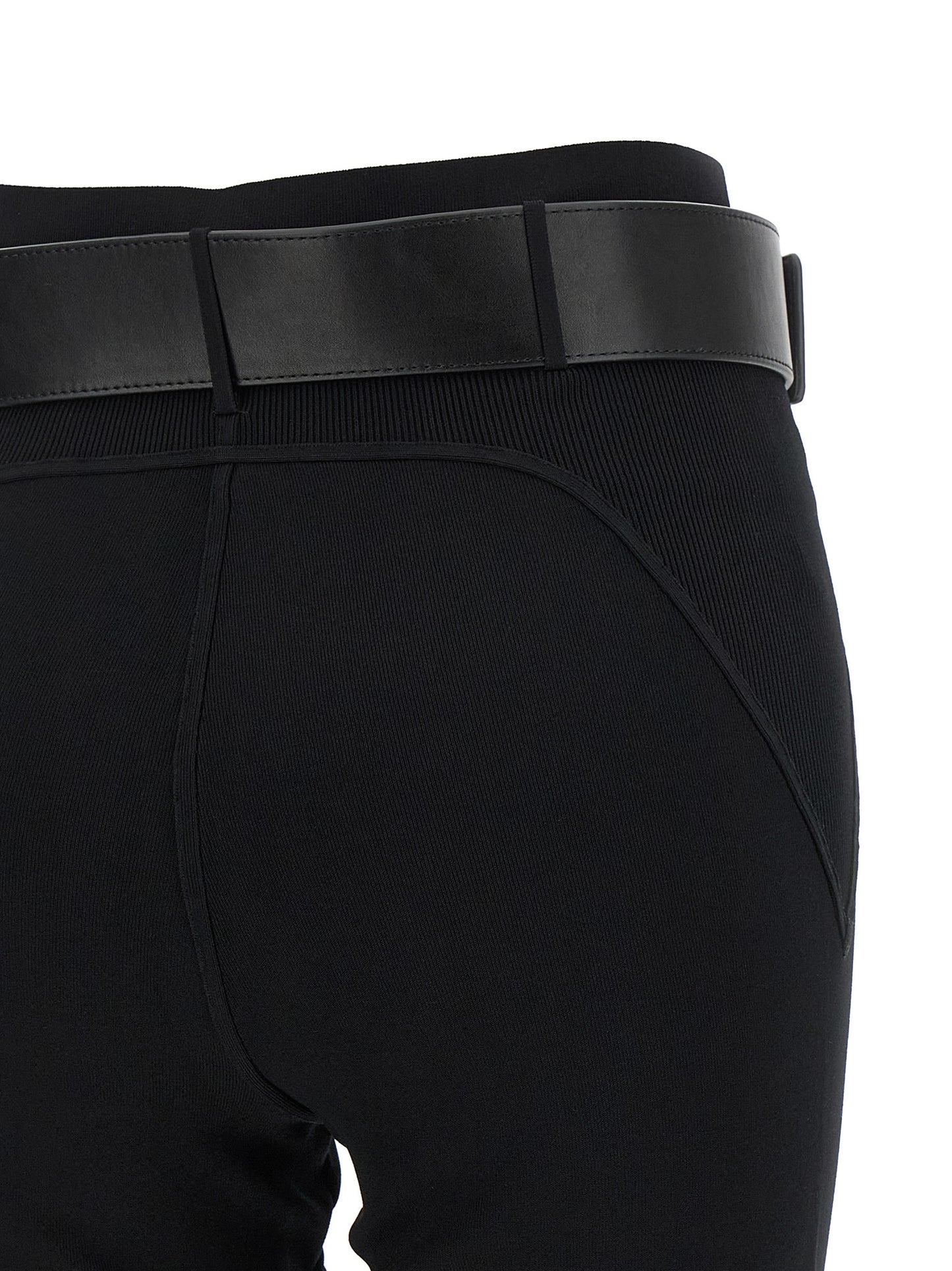 Activewear Leggings by Self-Portrait for women in polyamide polyester leather & viscose black & gold features a sporty slim & leggings with a high rise and long, showcasing a sporty silhouette enhanced by innovative .