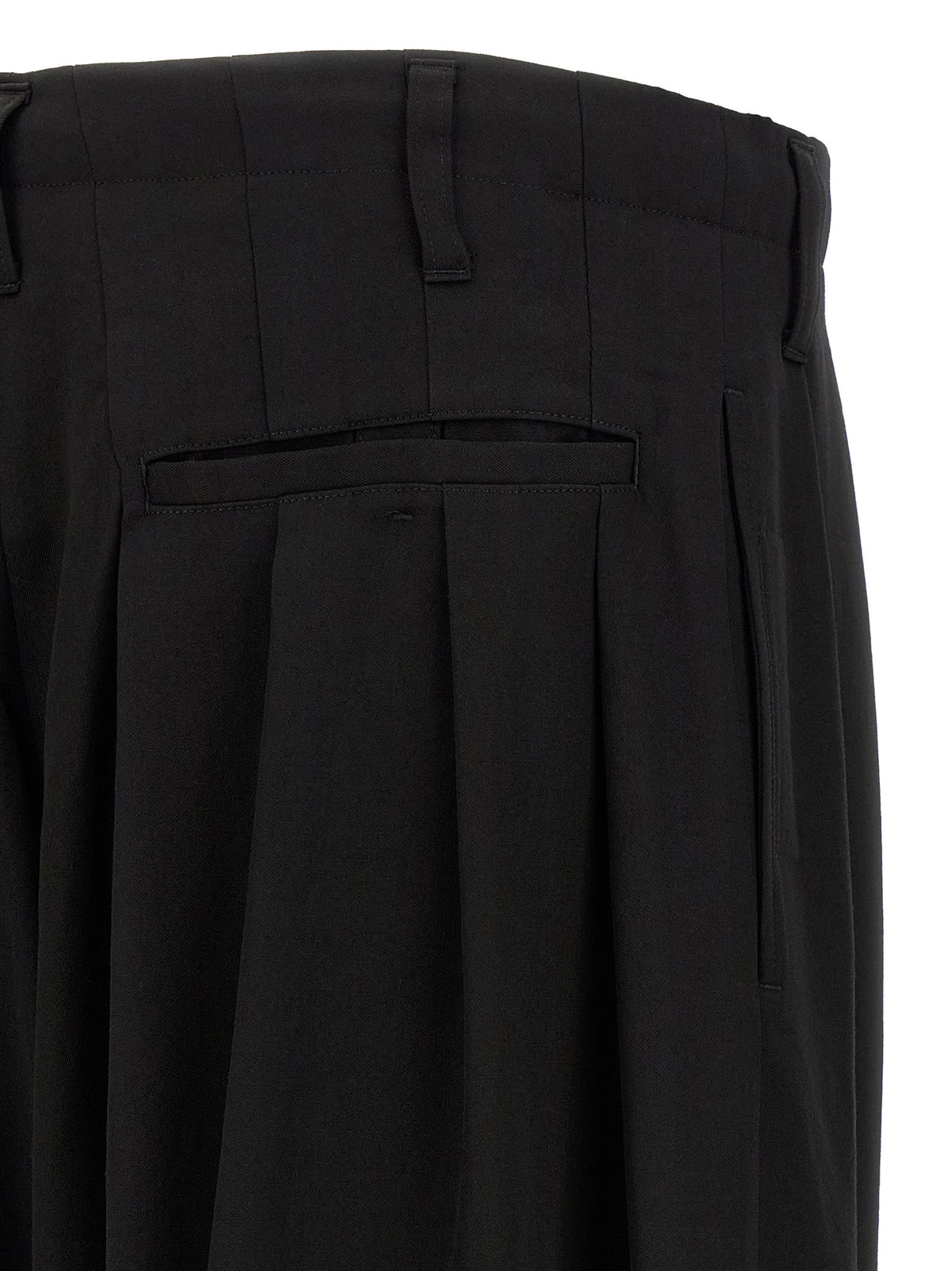Yohji Yamamoto Men's Wide Wool Trousers - Black