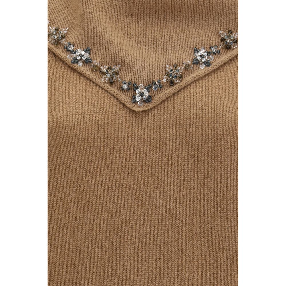 Sweatshirt by Prada for women in cashmere & capra leather brown & floral features an exquisite silhouette, showcasing and details for a exquisite look.