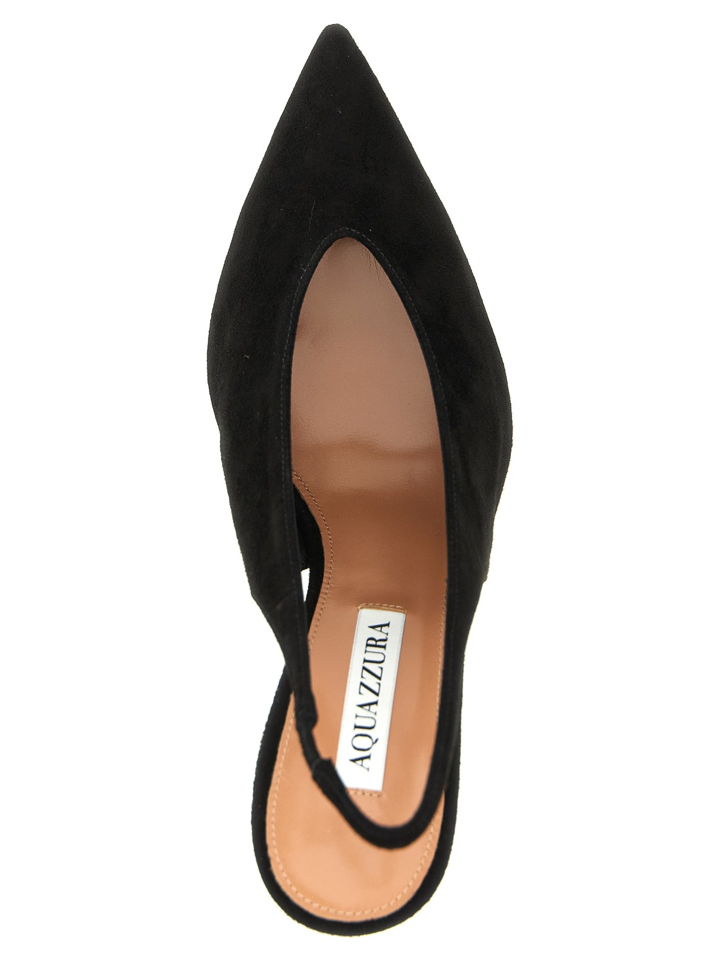 This High-Heel Stiletto Slingback Pumps Heels by Aquazzura for women in suede leather black & gold presents a effortlessly chic silhouette from the V Logo Women's Suede Leather High-Heel Stiletto Slingback Pumps Heels collection, featuring a effortlessly chic stiletto high-heel and effortlessly chic .