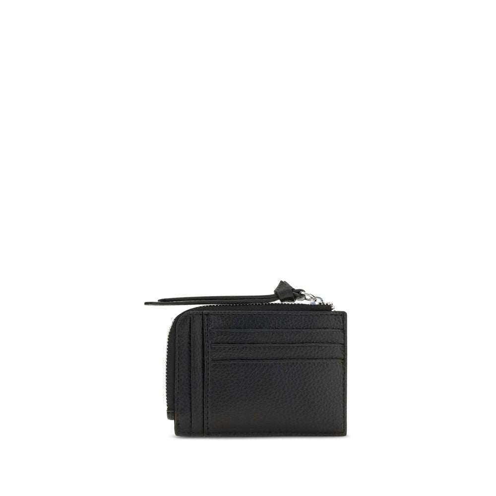 Cardholder Wallet by Vivienne Westwood for women in bos taurus calf leather black showcases a distinguished silhouette, artfully capturing the essence of the distinguished Orb Bos Taurus Calf Leather Cardholder Wallet design with functional card-organization compact-design.