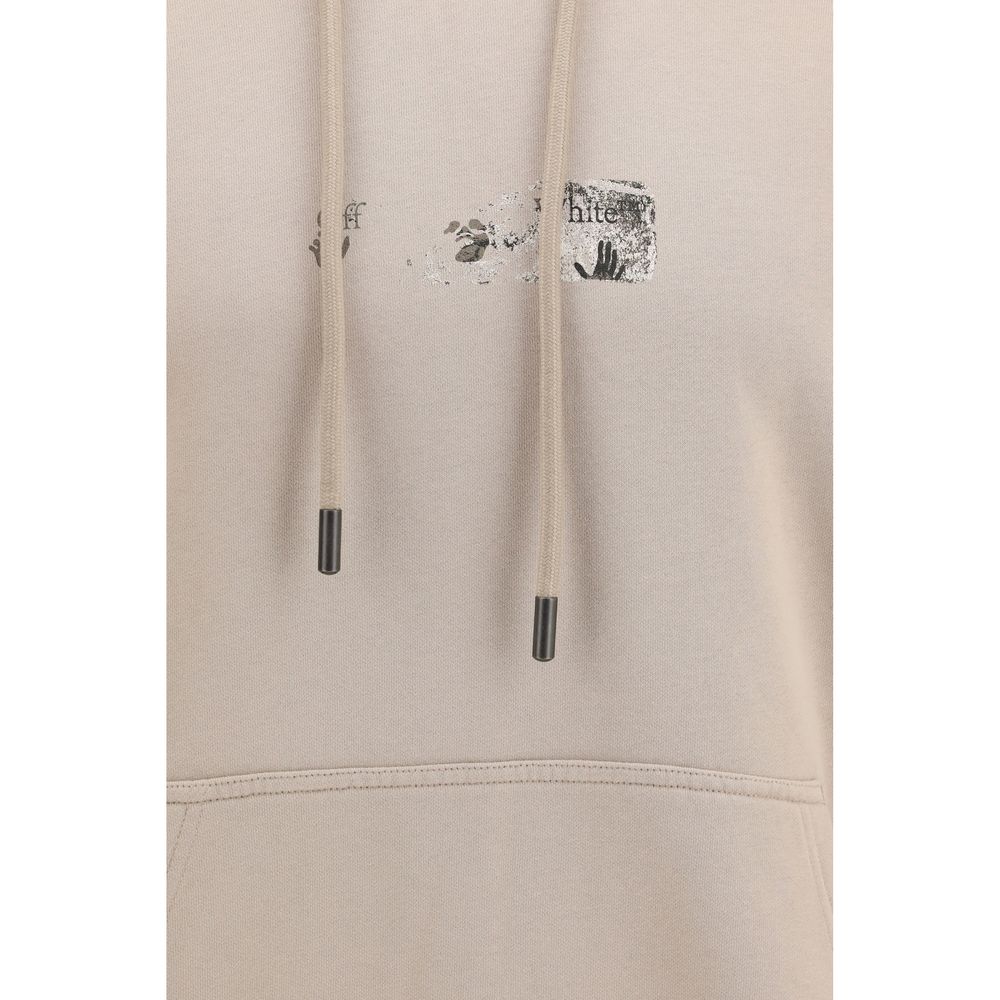 Sweatshirt Hoodie by Off-White for men in cotton beige, white & print features an avant-garde silhouette, showcasing a sophisticated hooded neckline and detail for a truly avant-garde finish.