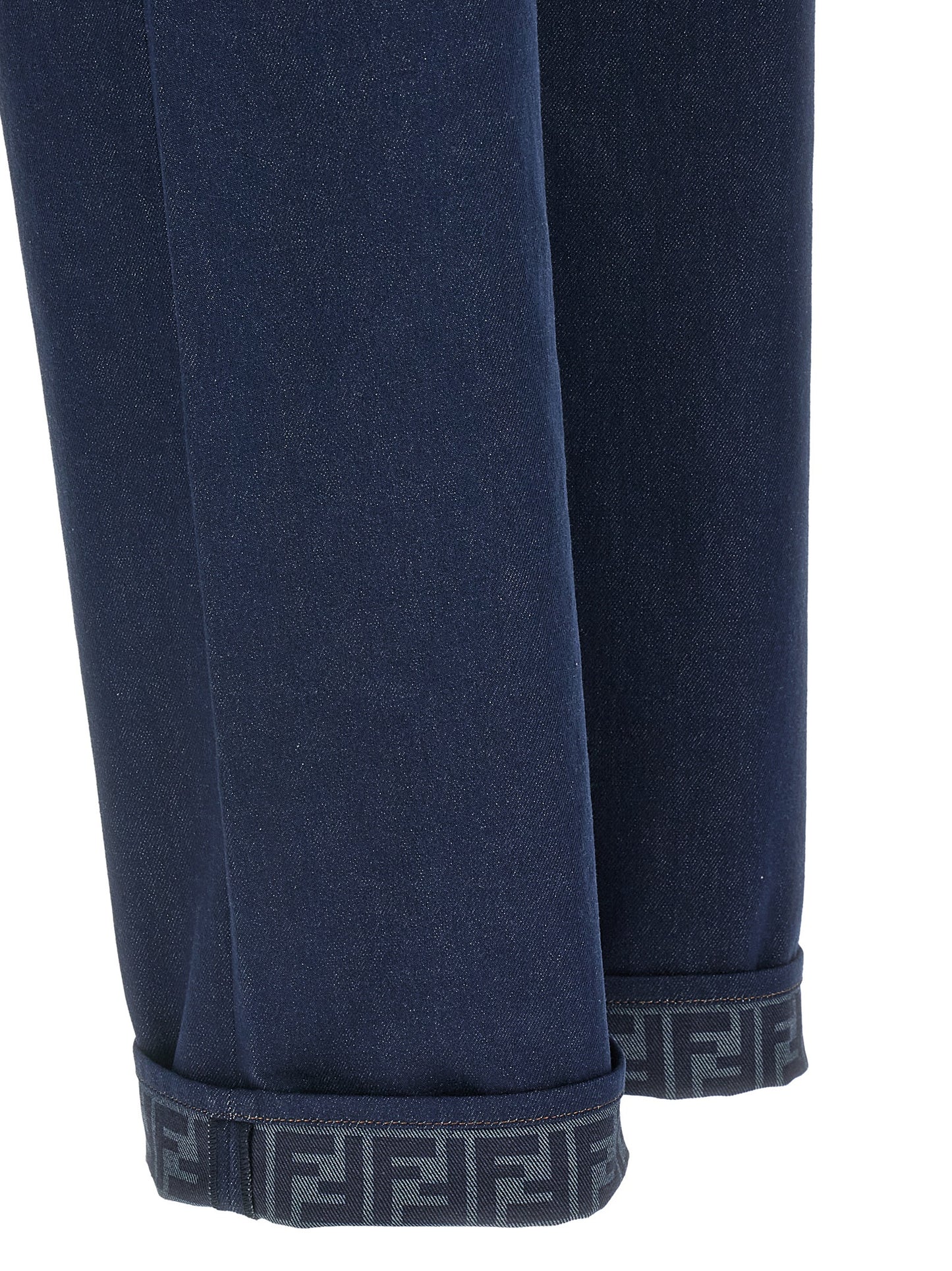 Jeans by Fendi for women in denim cotton blue, signature & print features a polished silhouette with a polished straight-leg & wide, reaching a polished long and finished with a polished .