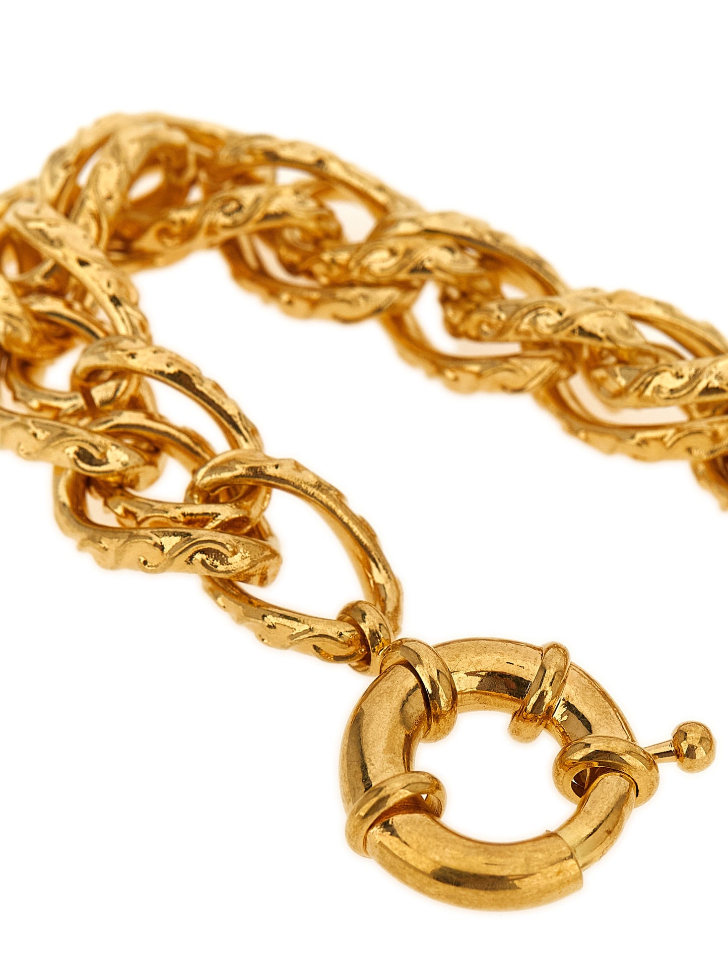 Bracelet by Saint Laurent for women in cashmere cotton & silk gold features an svelte silhouette, showcasing the svelte chain charm woven bracelet design of the Cassandre Women's Chain Charm Woven Gold Brass Bracelet for a sophisticated, svelte look.