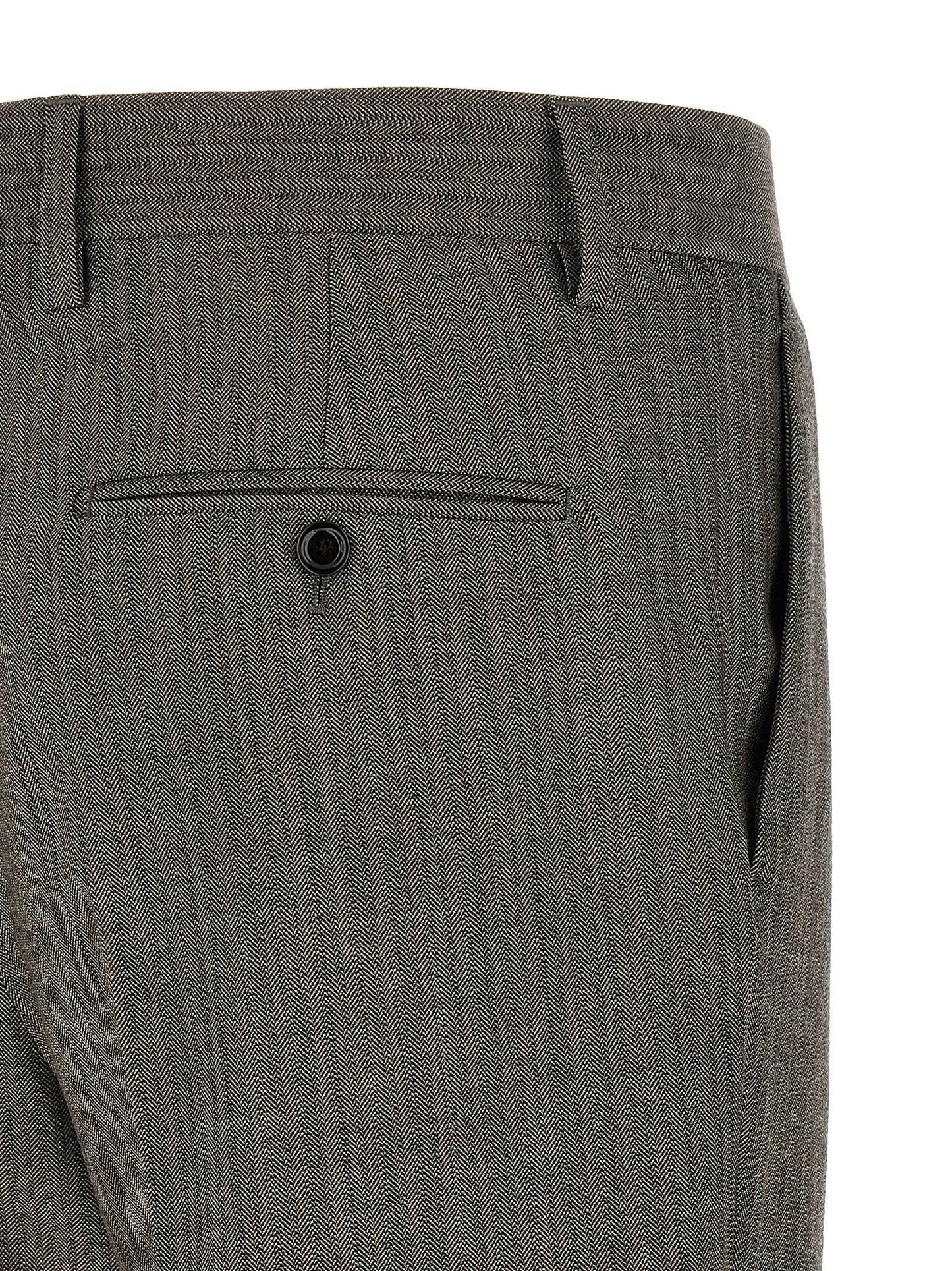 Pant Suit by Lardini for men in virgin wool gray, patterned & signature presents a nuanced silhouette, showcasing a nuanced and nuanced for an elevated aesthetic.