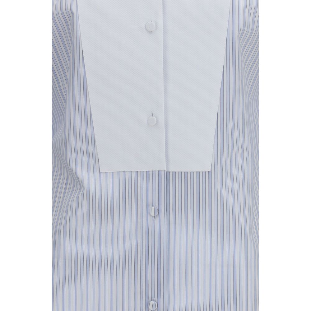 Shirt by Tom Ford for women in cotton blue, pearl, patterned & striped features an architectural silhouette with a refined and elegant for a architectural look.