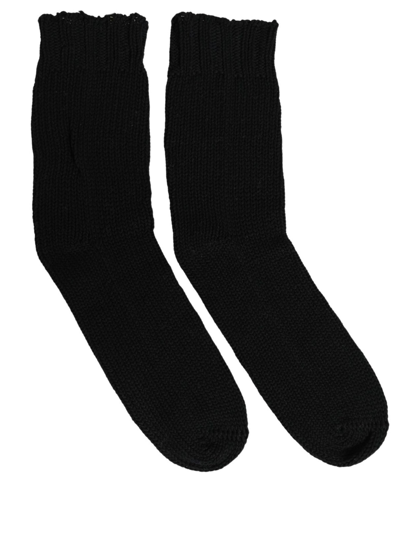 Dolce & Gabbana Men Dark Blue Cotton Ribbed Mid Calf Accessory Socks