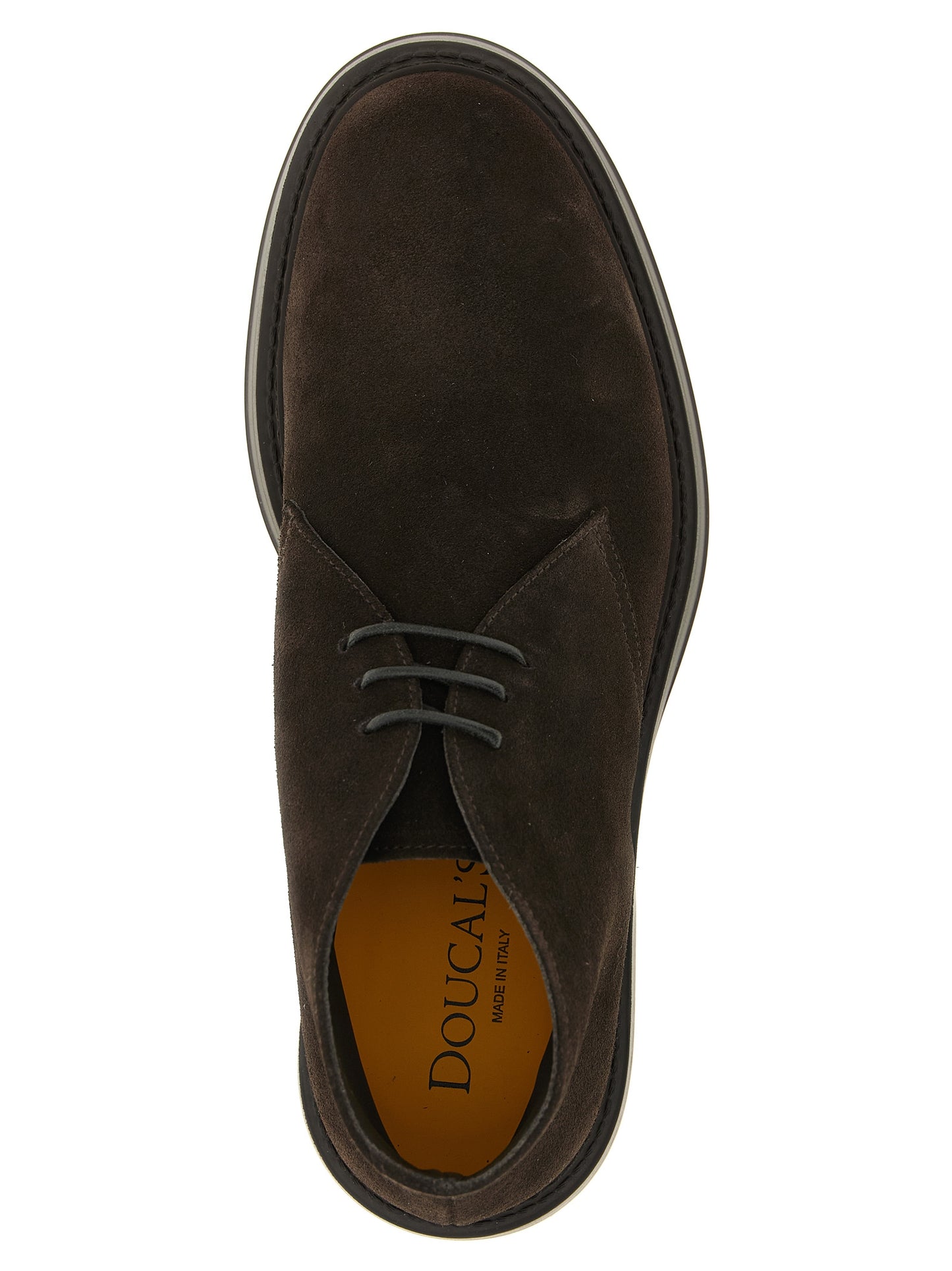 Ankle Chukka-Desert Boots by Doucal's for men in suede lamb leather brown features an dynamic silhouette, showcasing the dynamic Men's Suede Lamb Leather Ankle Chukka-Desert Boots design with its distinctive and elegant .