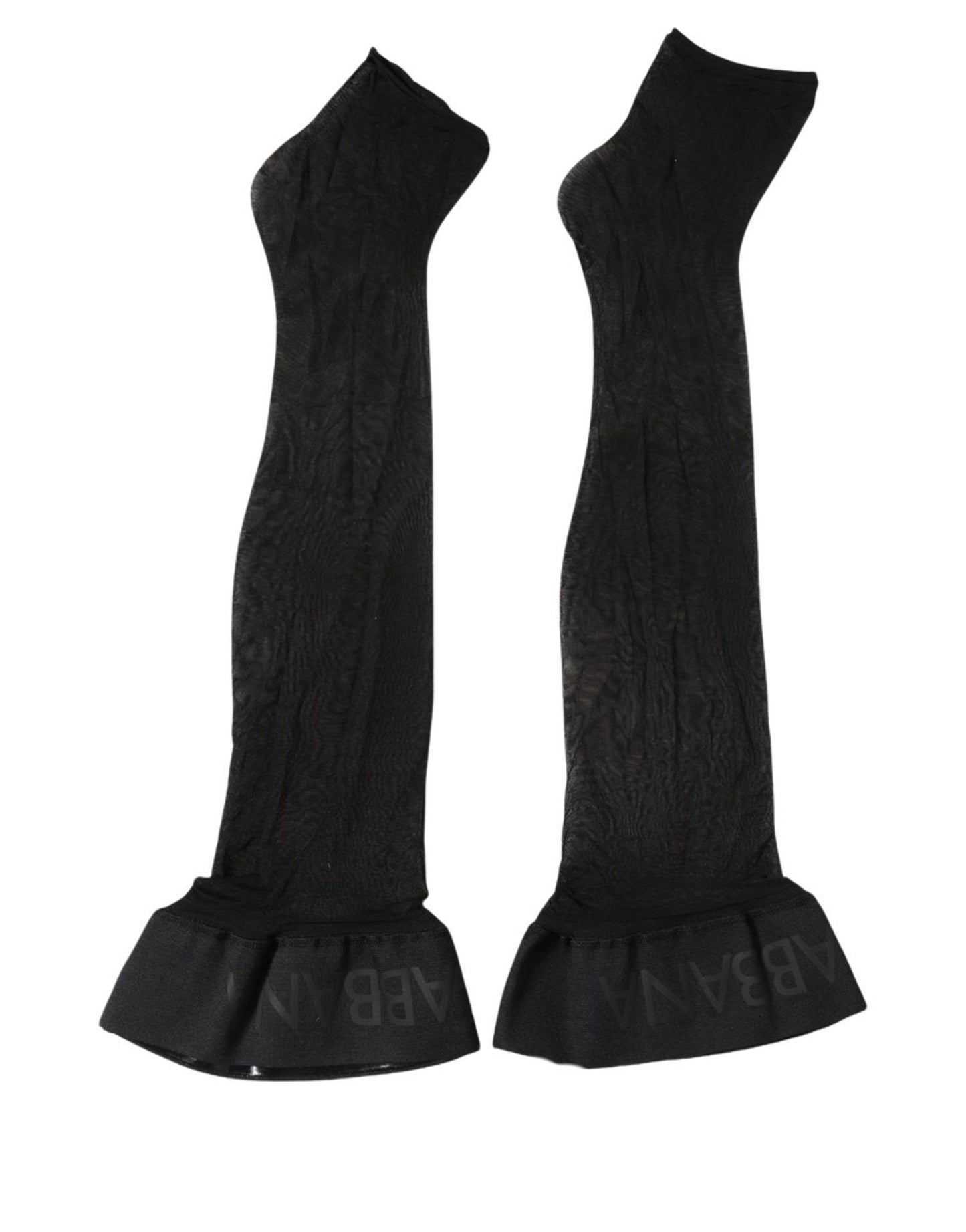 Dolce & Gabbana Black Nylon Logo Calf Long Women Accessory Socks
