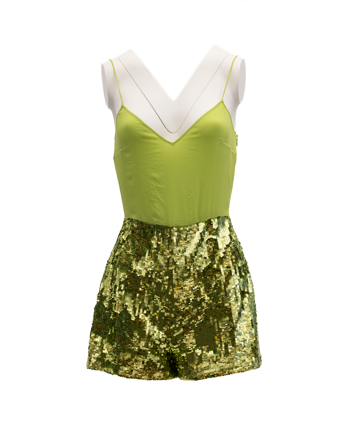 One-Piece by Valentino Garavani for women in sequins lime-green features a trendy silhouette, showcasing a sophisticated and for a trendy finish.