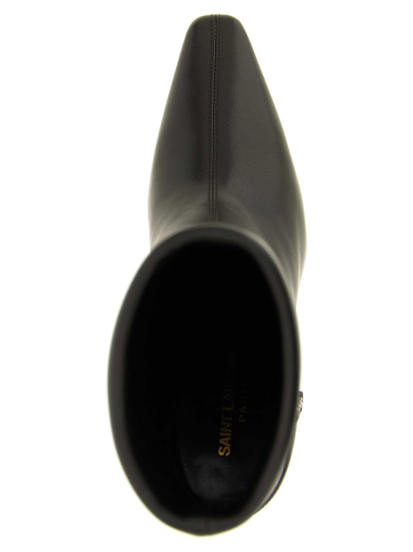 Stiletto Ankle Strap Boots by Saint Laurent for women in plush lamb leather brown features an high-performance silhouette, showcasing the sophisticated design of the Cassandre Niki Women's Plush Lamb Leather Stiletto Ankle Strap Boots with a stiletto and a refined .