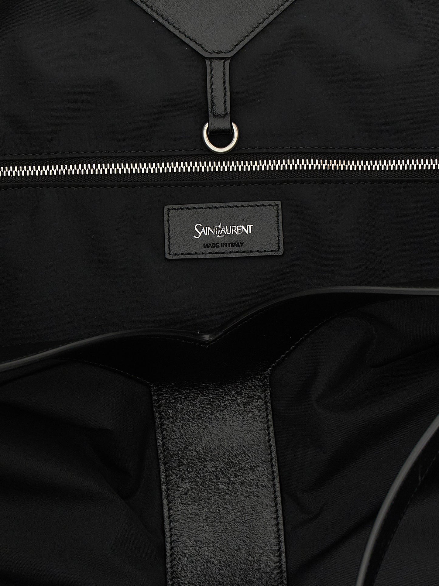 Saint Laurent City Bos Taurus Calfskin Leather & Polyamide Large Tote Bag - Black