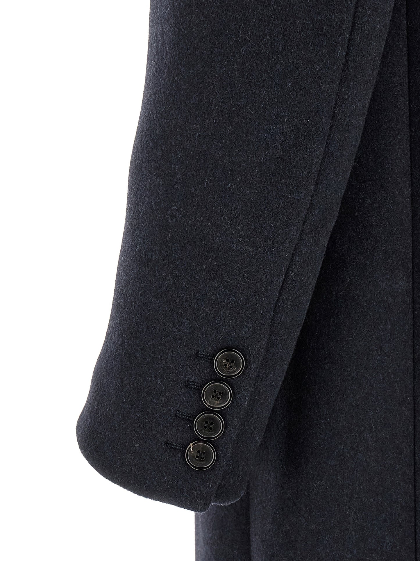 Overcoat by Saint Laurent for men in virgin wool navy features an satoral silhouette, showcasing a sophisticated and satoral pockets & insulated for a premium, timeless look.