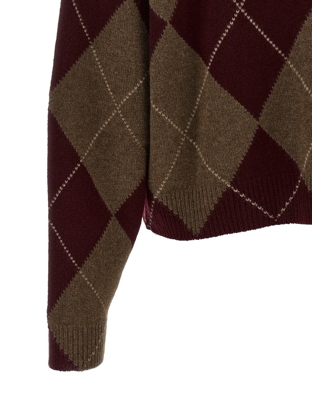 BE YOU Women's Relaxed Fit Crew Neck Cashmere Cardigan - Brown Burgundy Multicolor Pearl Patterned
