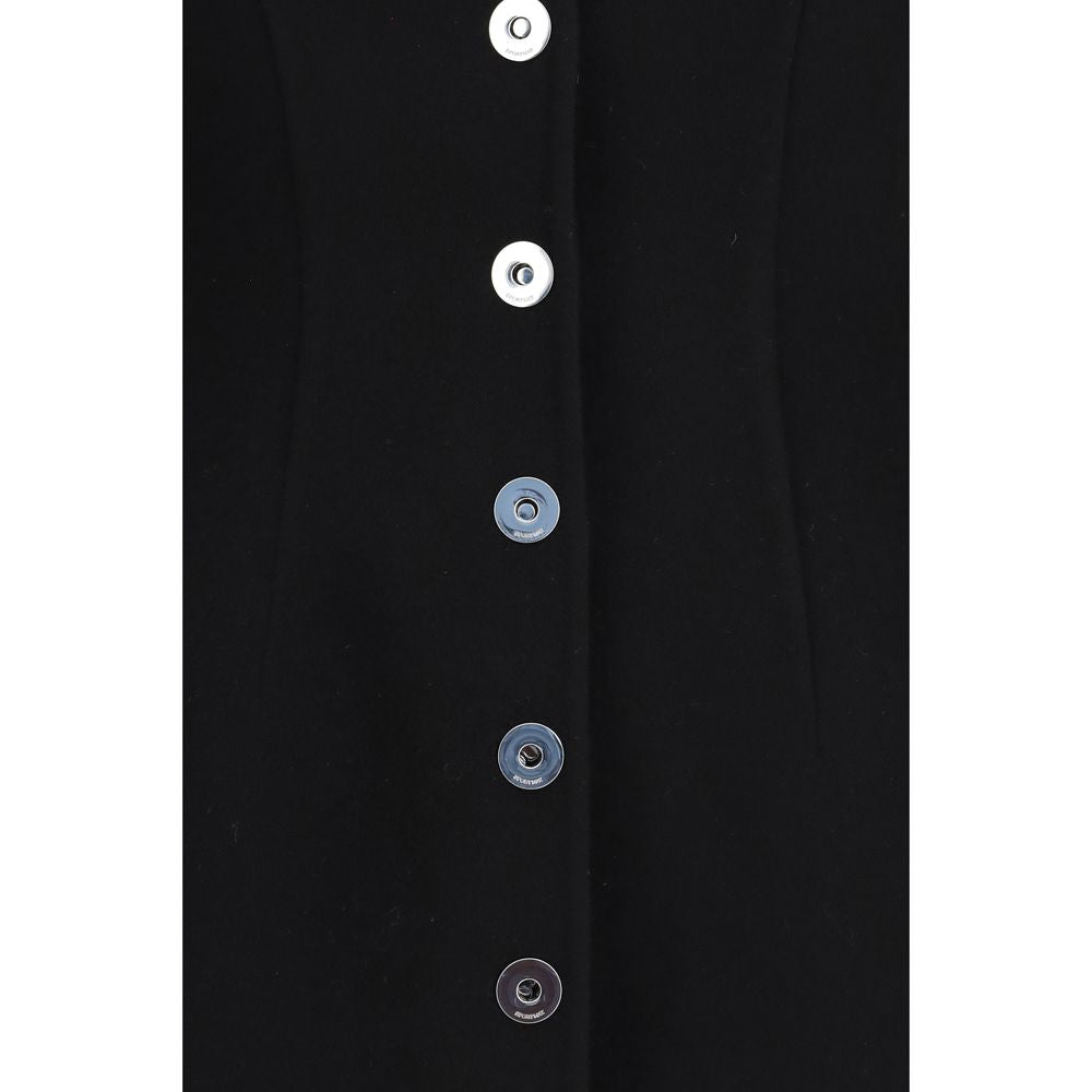Overcoat by Max Mara for women in virgin wool black & silver features a cosy chic silhouette, artfully detailed with a sophisticated and premium pockets for a cosy chic finish.