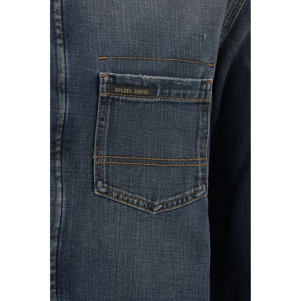 Shirt by Golden Goose for men in denim cotton blue, featuring a nuanced and nuanced for a sophisticated finish.
