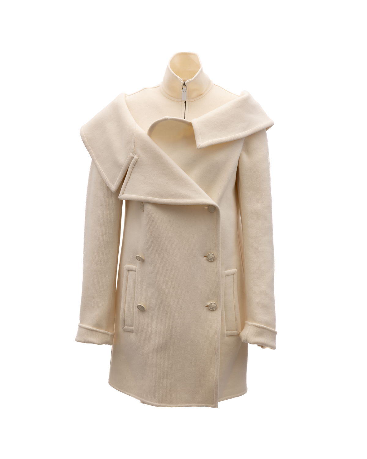 Overcoat by Valentino Garavani for women in wool cream features an voluminous silhouette, showcasing distinct and a voluminous for a truly voluminous aesthetic.