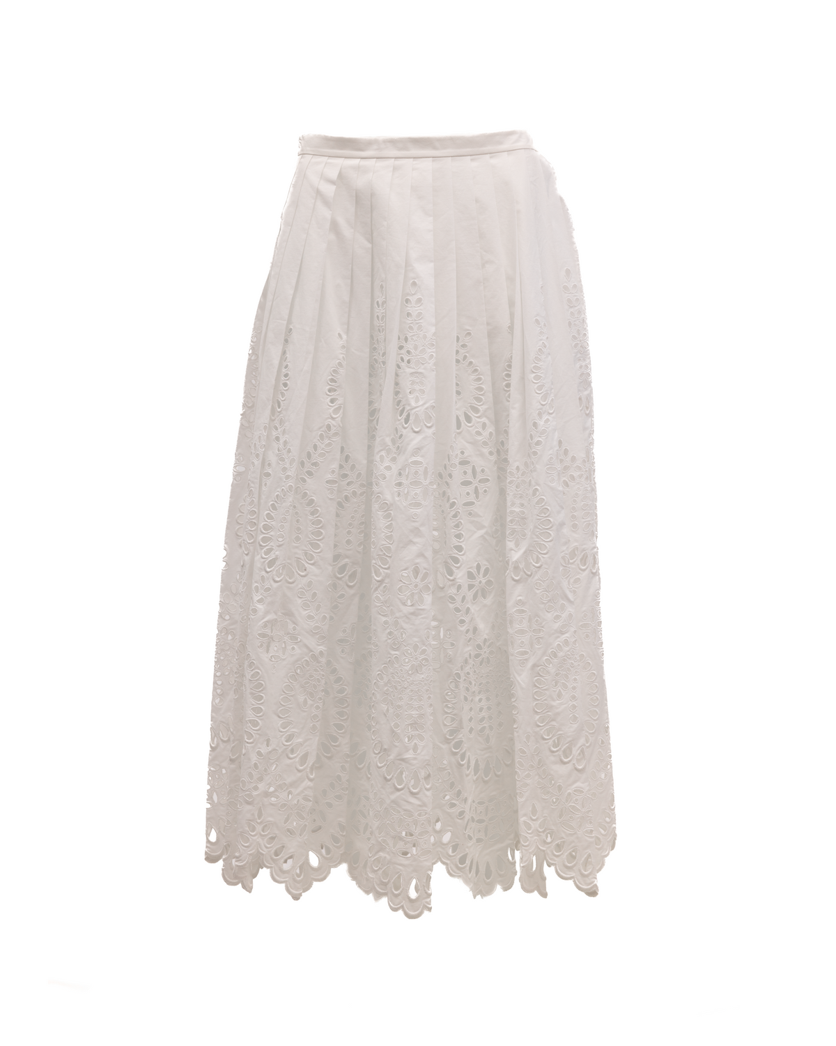 Skirt by Valentino Garavani for women in silk white features a contoured silhouette from the Women's Midi Skirt collection, characterized by its contoured midi for a contoured finish.