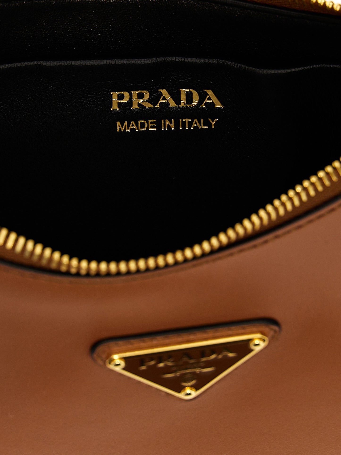 Prada Calfskin Leather Shoulder Bag - Brown