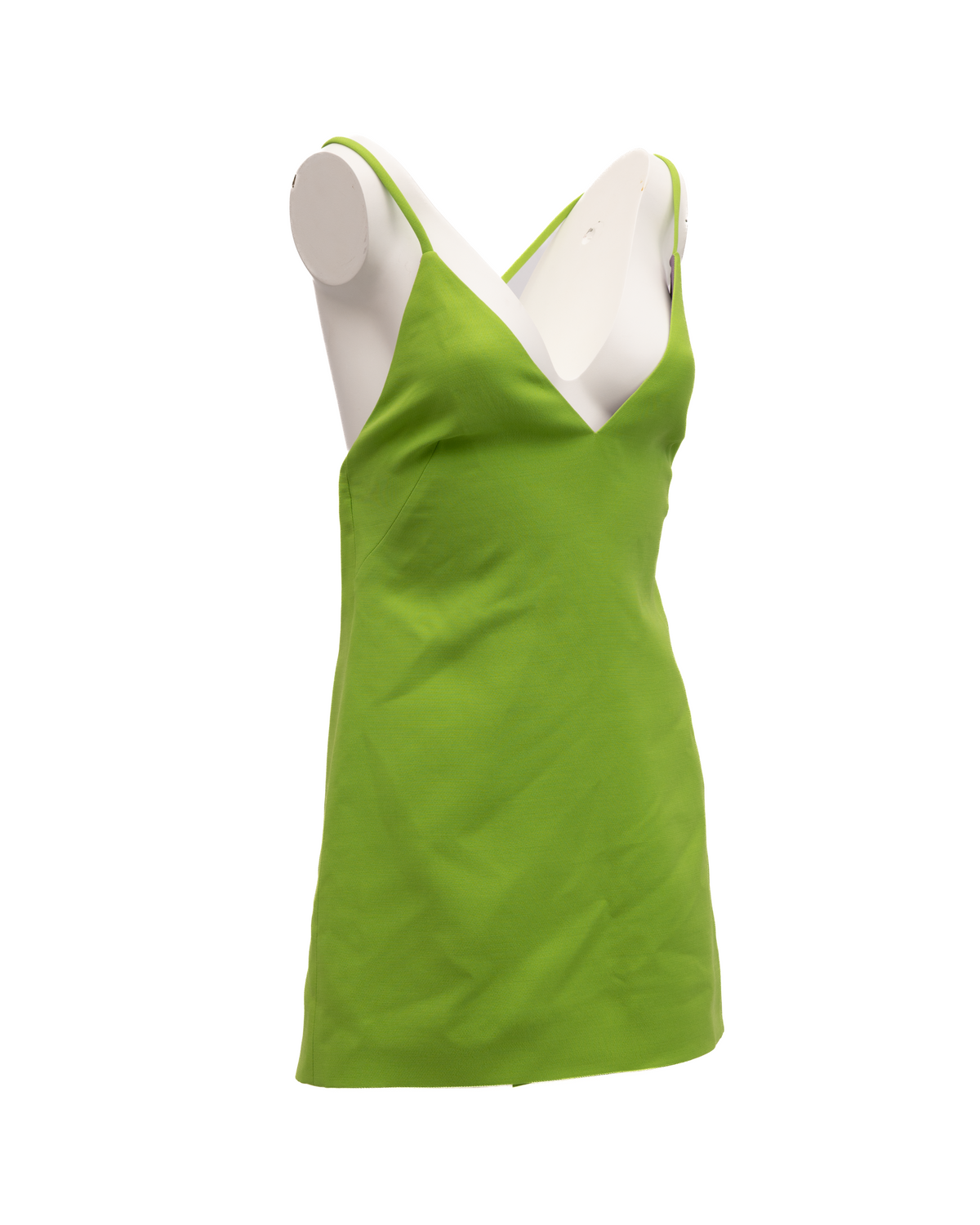Dress by Valentino Garavani for women in lace green features a dramatic silhouette, showcasing an elegant and that flows into a dramatic short.