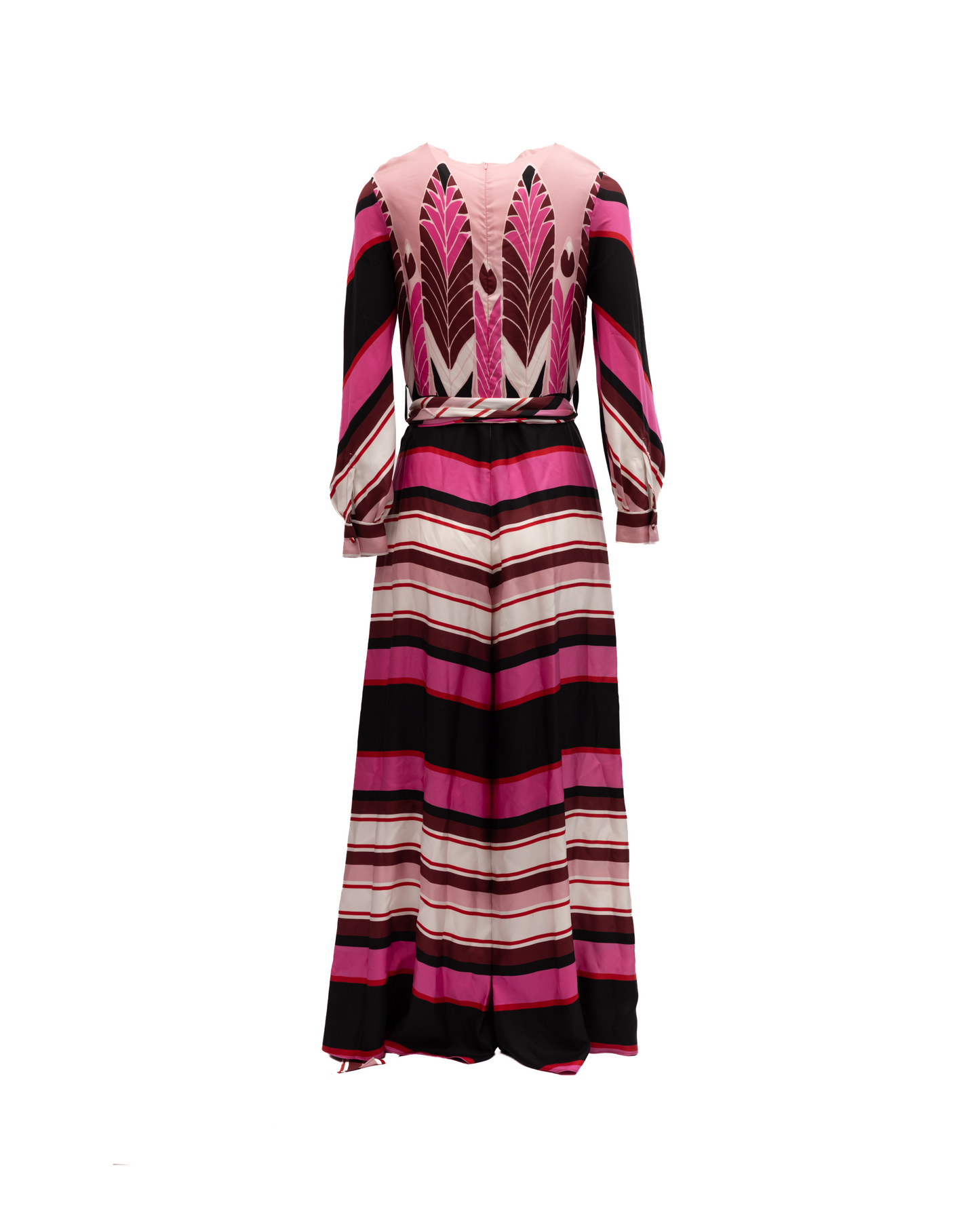 Dress by Valentino Garavani for women in lace black, burgundy, pink & white features an cute silhouette, detailed with a and that elegantly flows into a cute long.