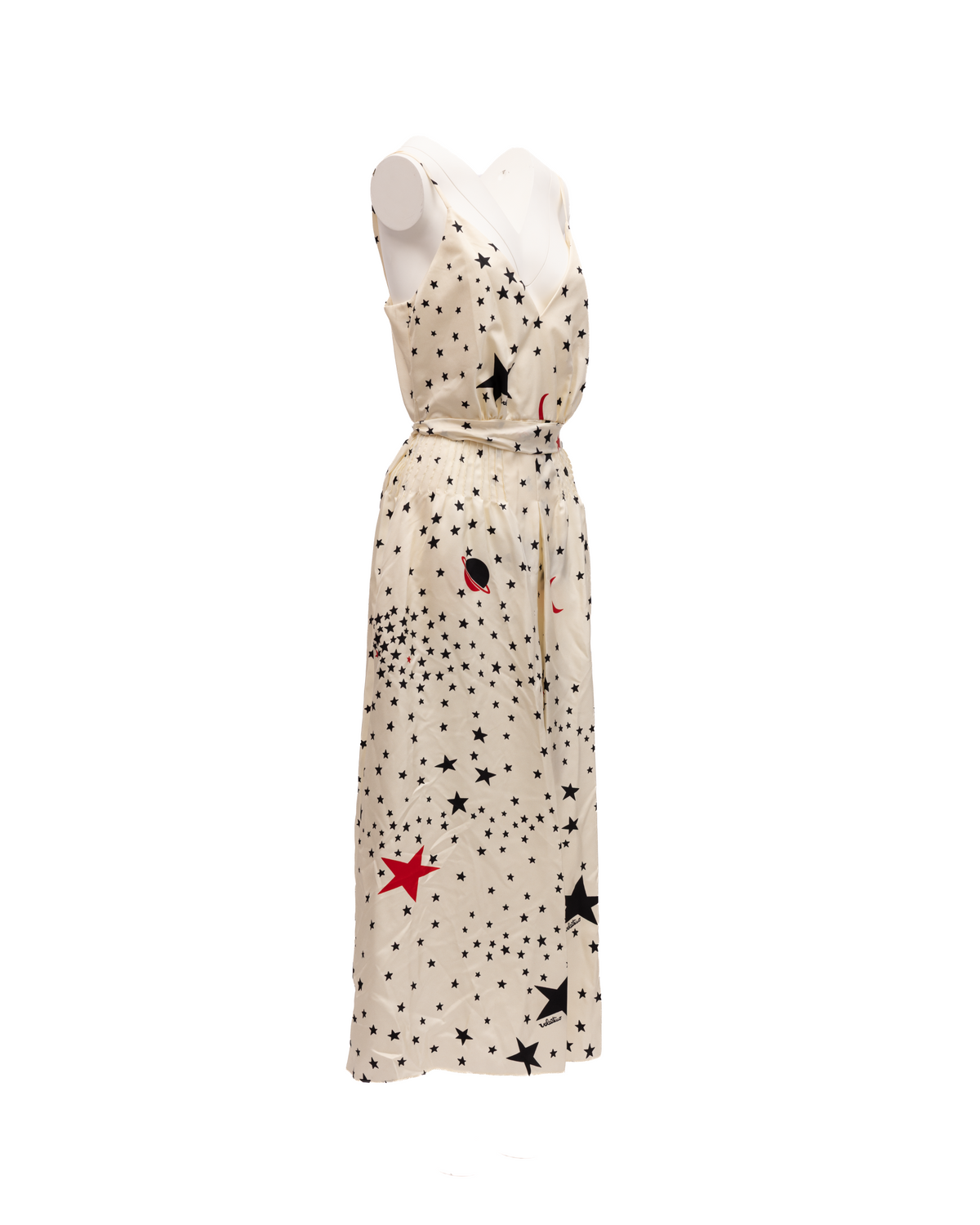 Dress by Valentino Garavani for women in lace black, cream, red & patterned showcases a striking silhouette, elegantly detailed with a , refined , and a striking midi for a striking finish.