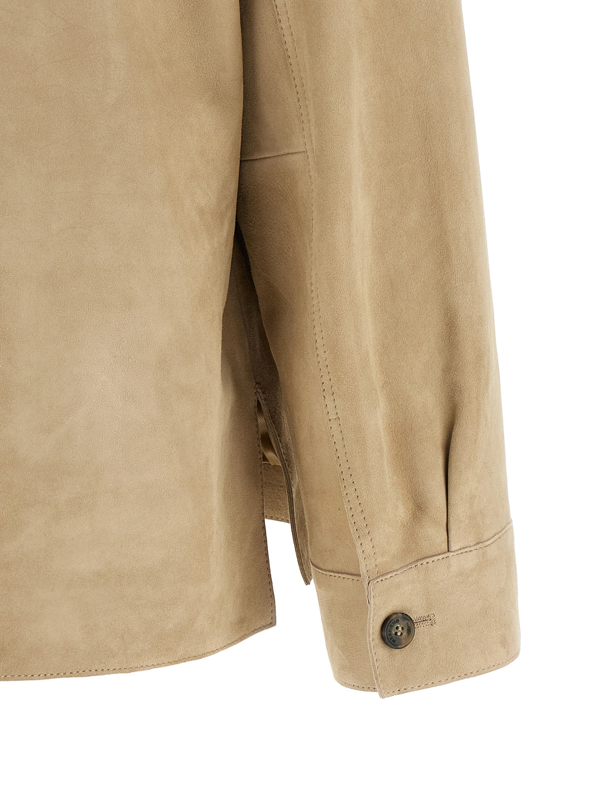 Max Mara Women's Turtleneck Suede Lamb Leather Jacket - Beige