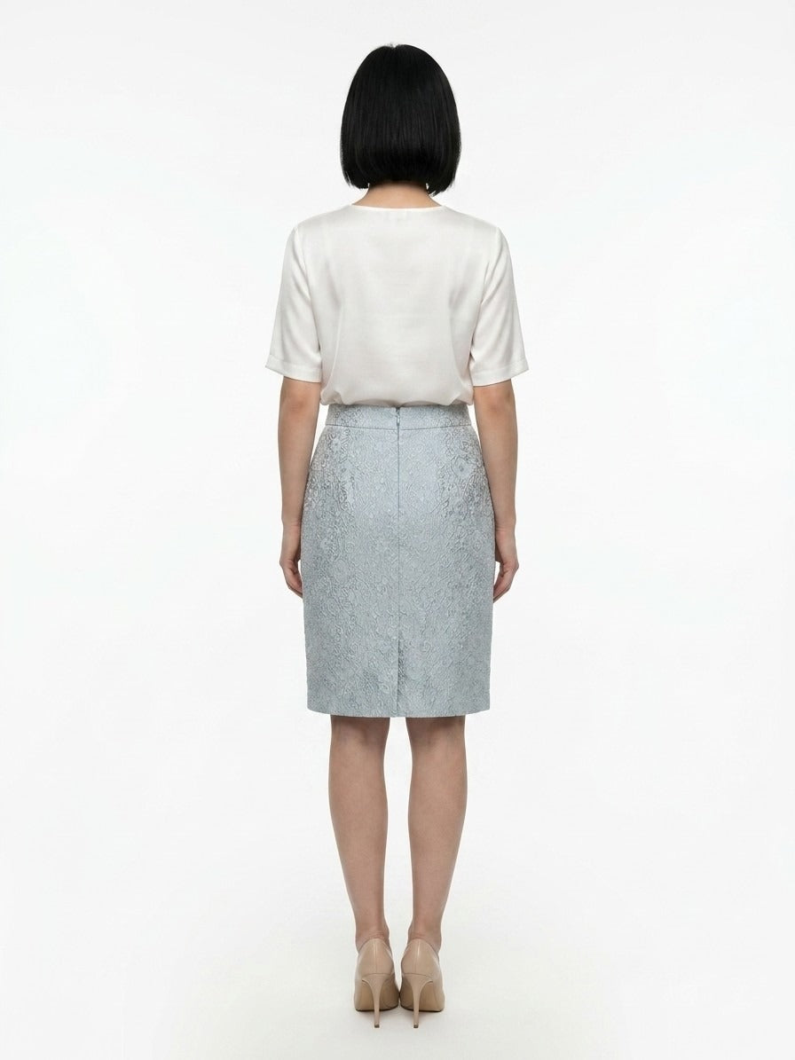 Dolce & Gabbana Light Blue Polyester Midi Skirt