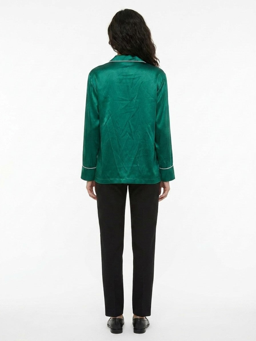 Dolce & Gabbana Green Silk Top Sleepwear