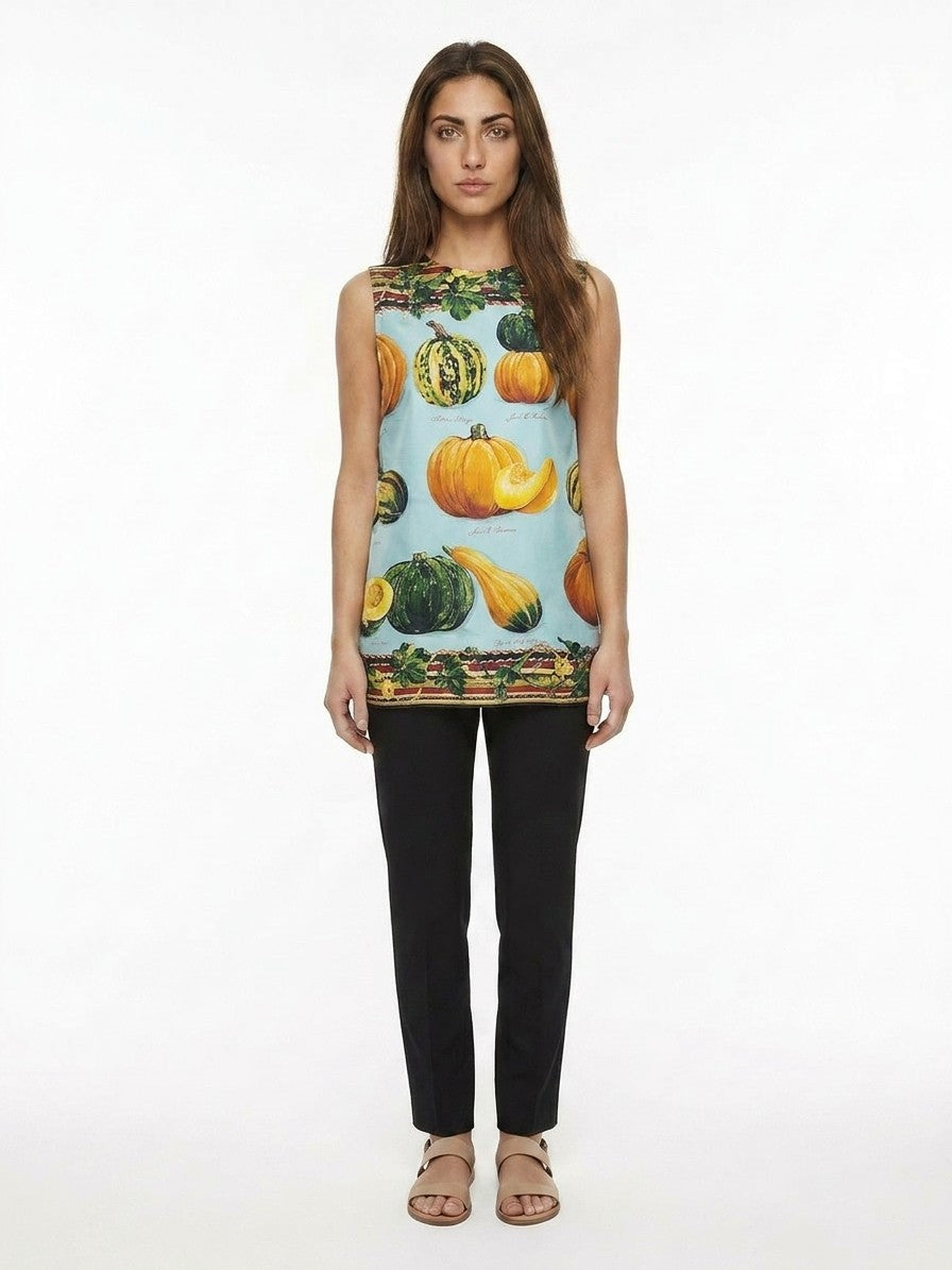 Dolce & Gabbana Bicolor Silk Sleeveles T-Shirt