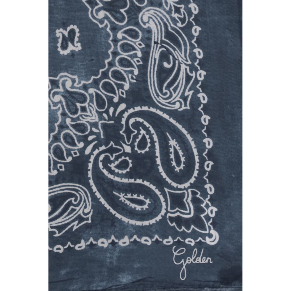 Scarf by Golden Goose for women in silk blue, paisley & print presents a effortlessly chic silhouette, artfully capturing the essence of the effortlessly chic Silk Square Scarf design for a sophisticated look.