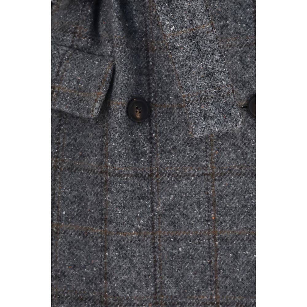 Overcoat by Brunello Cucinelli for women in polyamide viscose alpaca & merino wool gray & patterned features a cosy chic silhouette, artfully detailed with a sophisticated and premium pockets for a cosy chic finish.