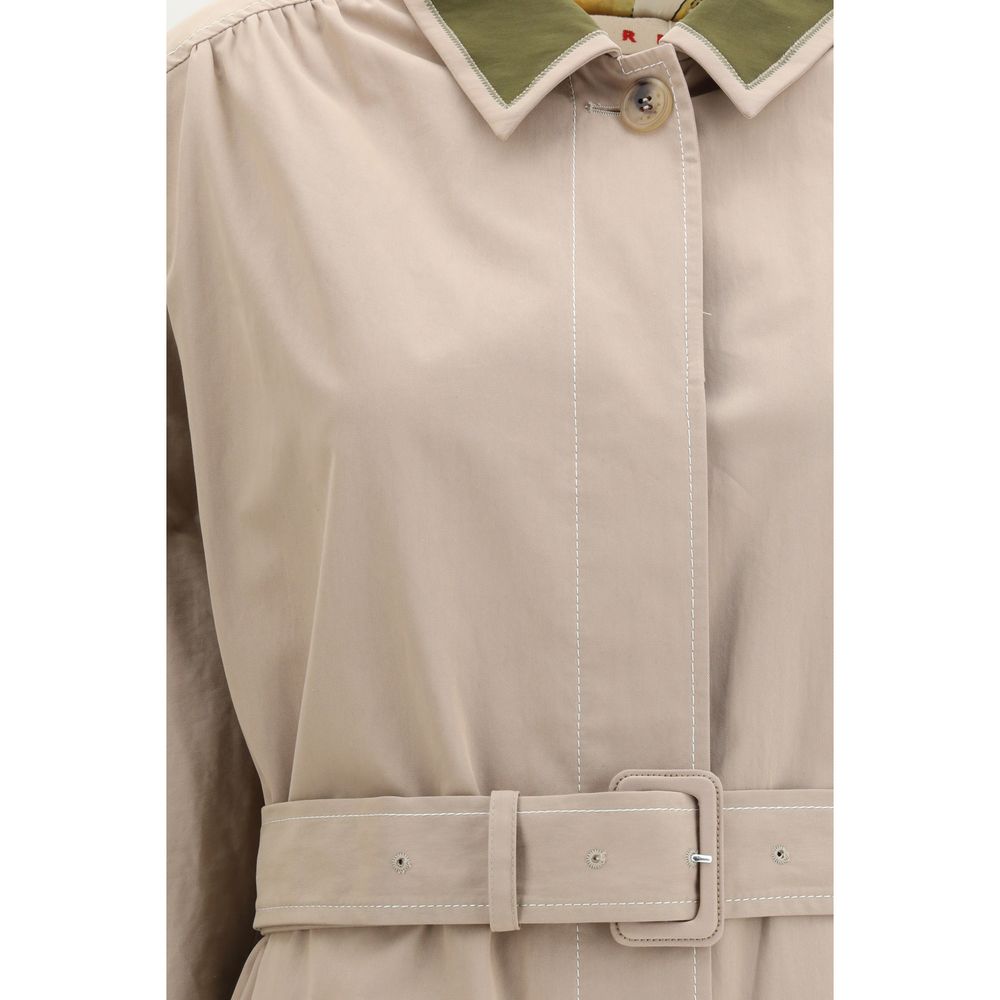 Trench Coat by Marni for women in polyamide leather viscose & cotton multicolor features an dramatic silhouette, perfectly showcasing the elegant and sophisticated pockets for a truly dramatic aesthetic.