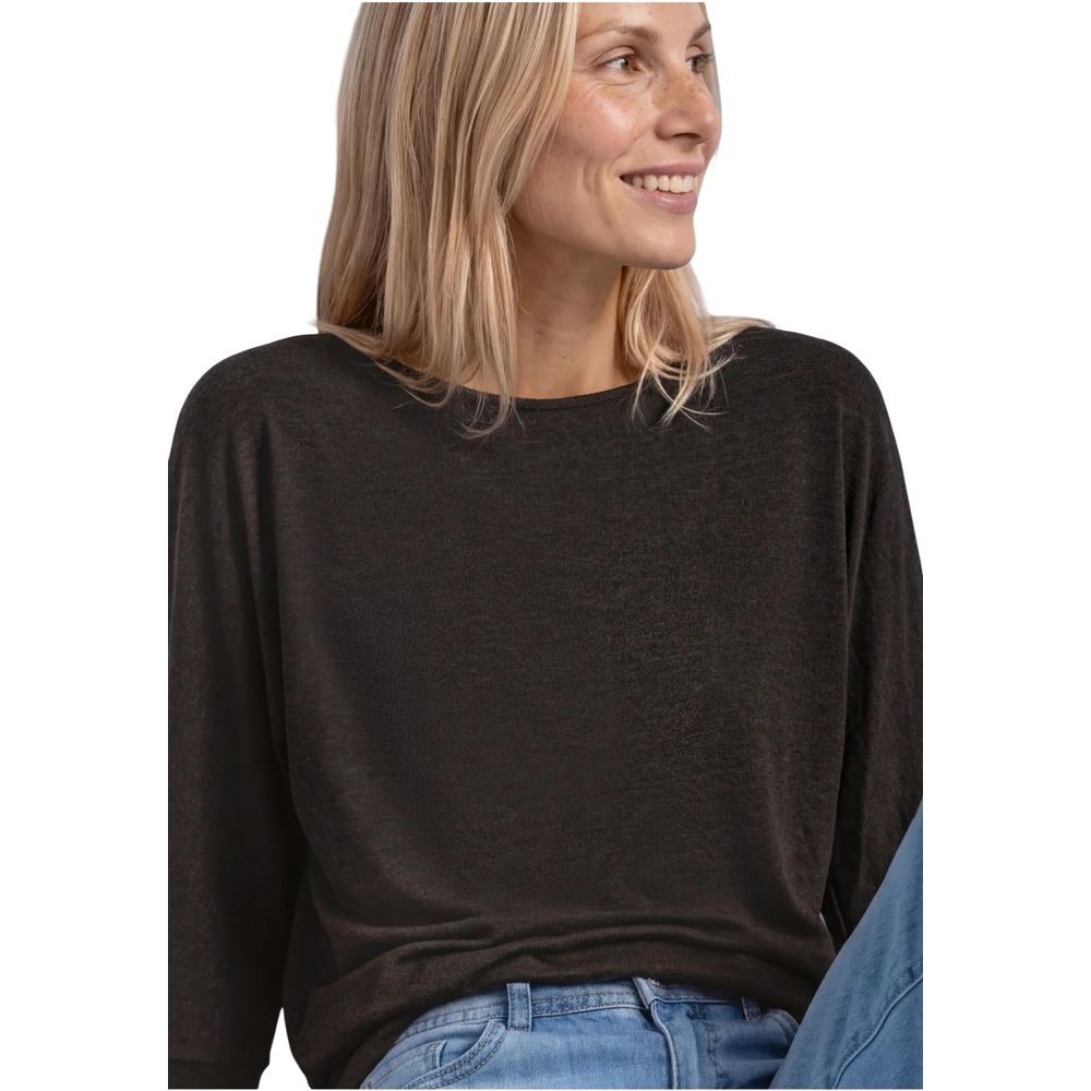 Street One Women's Relaxed Fit Long-Sleeve Stretch Viscose T-Shirt - Brown