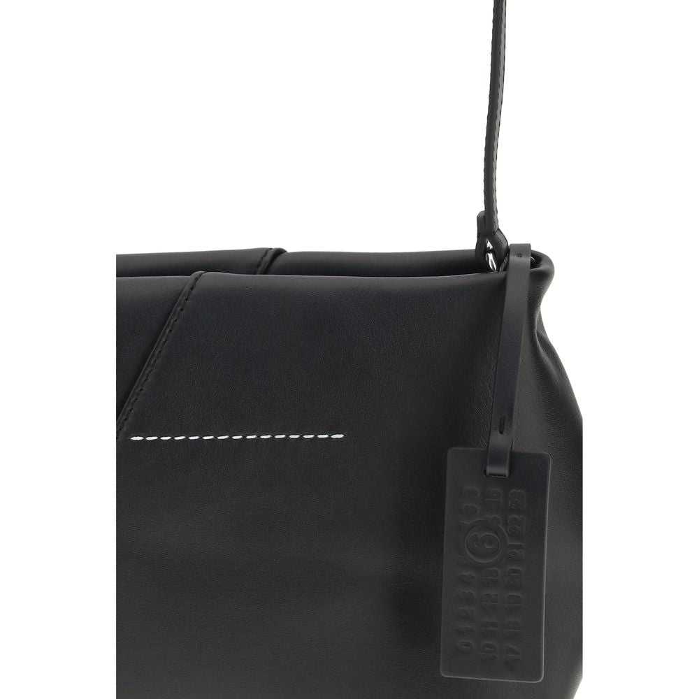 Shoulder Bag by MM6 for women in bos taurus calf leather black, white & signature presents a versatile silhouette, showcasing a secure and versatile with versatile shoulder-strap & adjustable-strap for a sophisticated look.