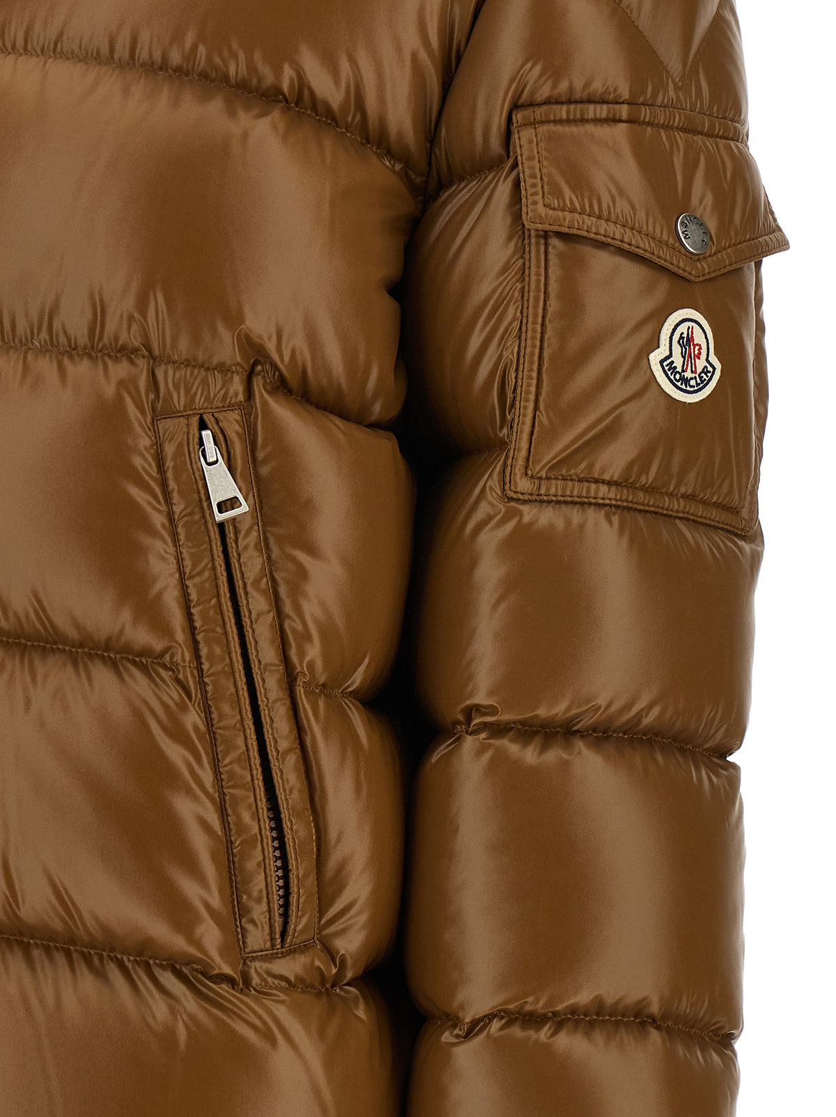 Moncler Women's Down Felt Fur Nylon & Polyamide Puffer Jacket - Brown Signature
