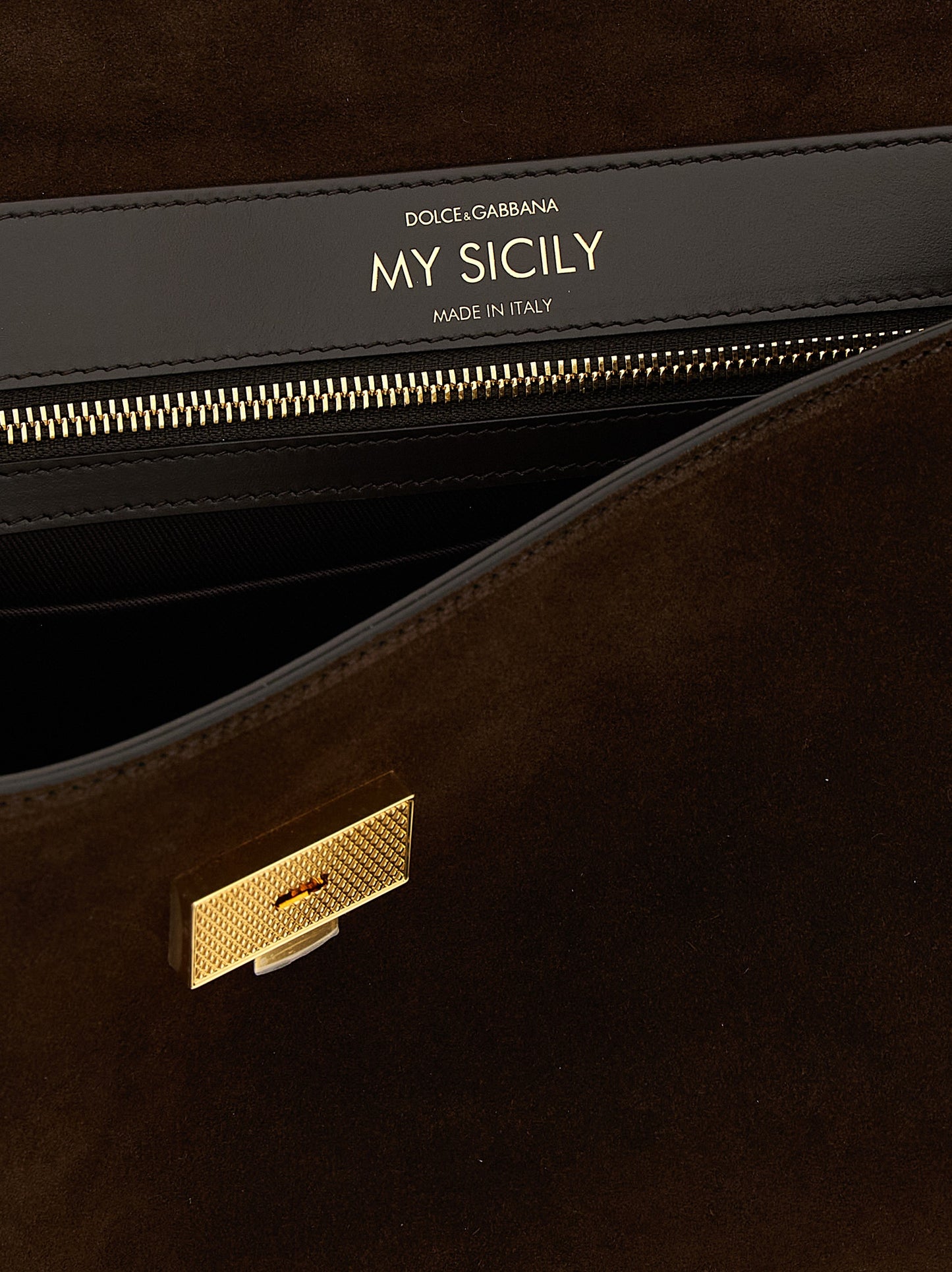 Dolce & Gabbana My Sicily Calf Leather PVC & Suede Flap Handbag - Brown