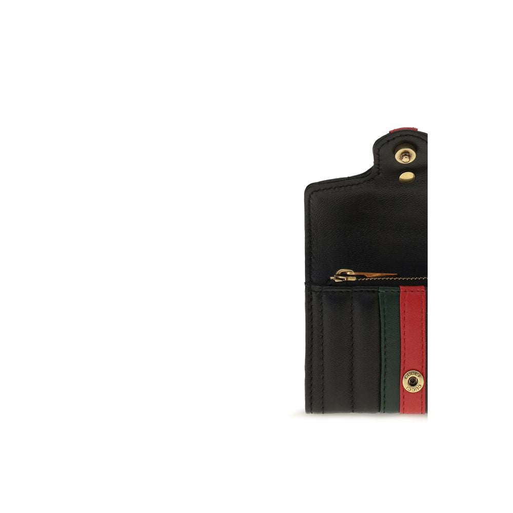 Wallet by Gucci for women in bos taurus calf leather black, gold & signature presents a streamlined silhouette, showcasing the sophisticated design of the Gg Bos Taurus Calf Leather Wallet collection with functional .