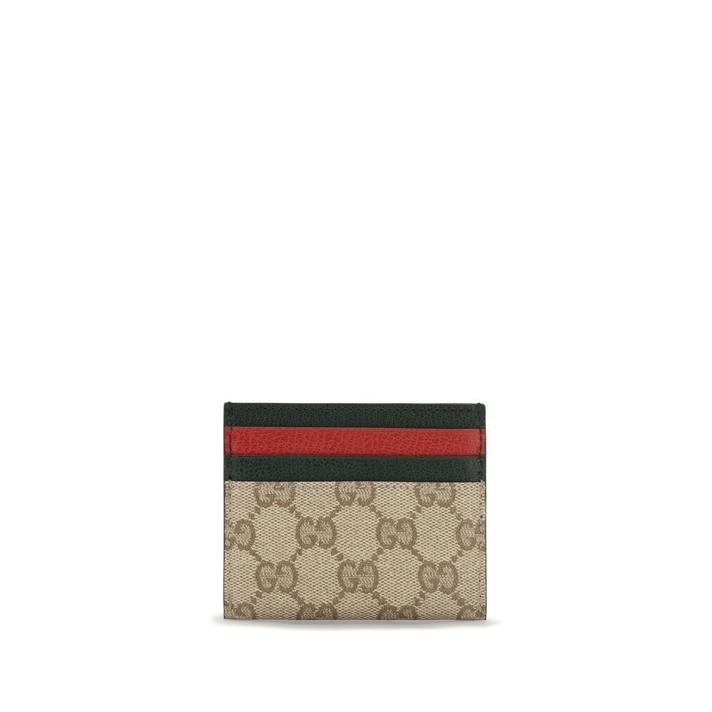 Cardholder Wallet by Gucci for women in cotton beige, multicolor & signature presents a streamlined silhouette, showcasing the sophisticated design of the Gg Cotton Cardholder Wallet collection with functional card-organization compact-design.