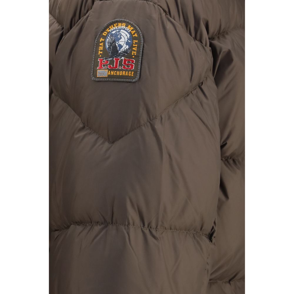 Hooded Overcoat by Parajumpers for women in polyamide duck & goose down brown features an voluminous silhouette, showcasing distinct pockets, hooded & insulated and a voluminous hooded neckline for a truly voluminous aesthetic.