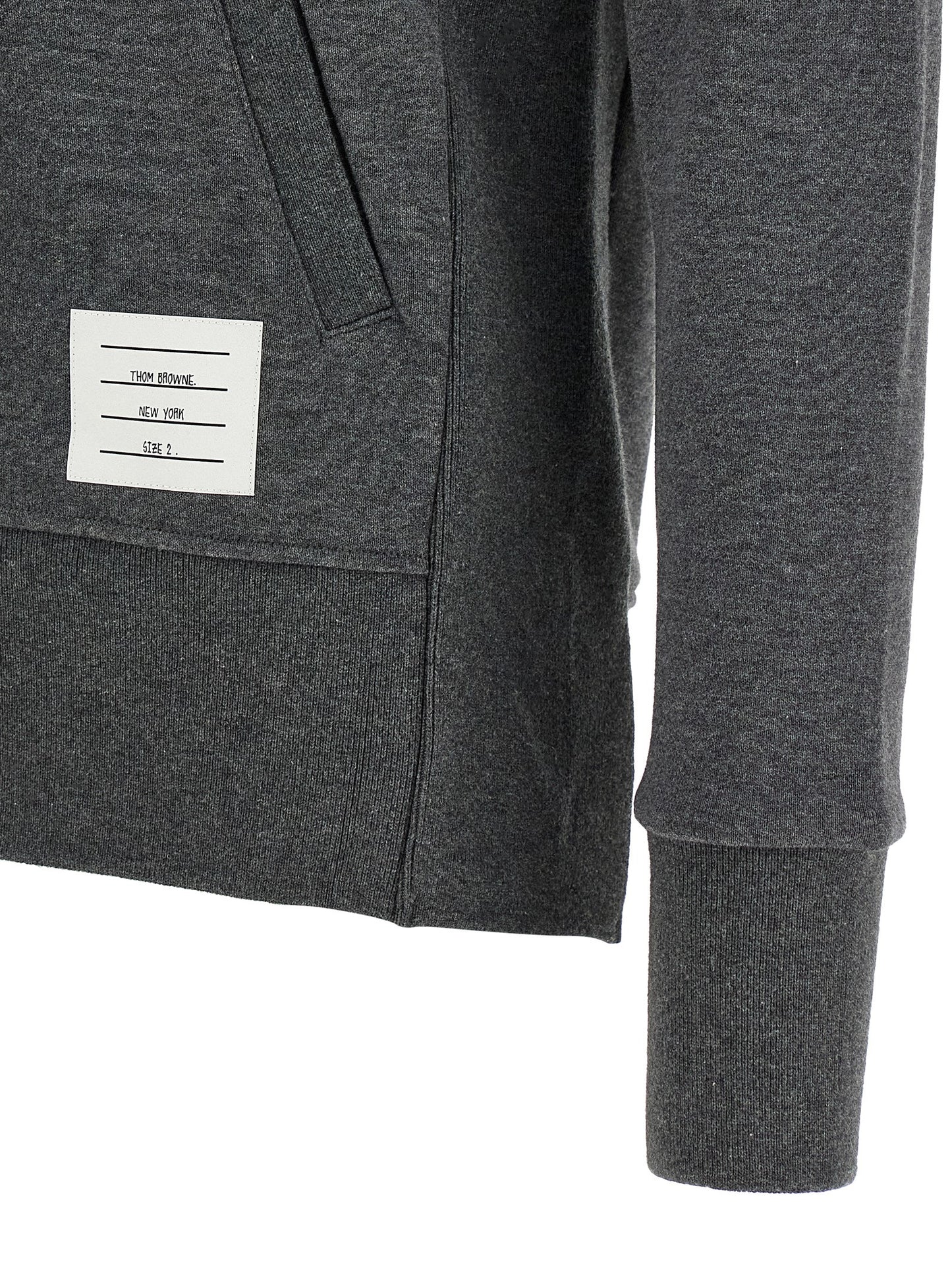 Thom Browne Men's Cotton Sweatshirt Hoodie - Dark Gray Gray Silver Patterned