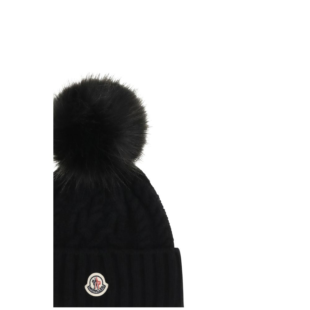 Moncler Cashmere Wool Beanie Hat - Black