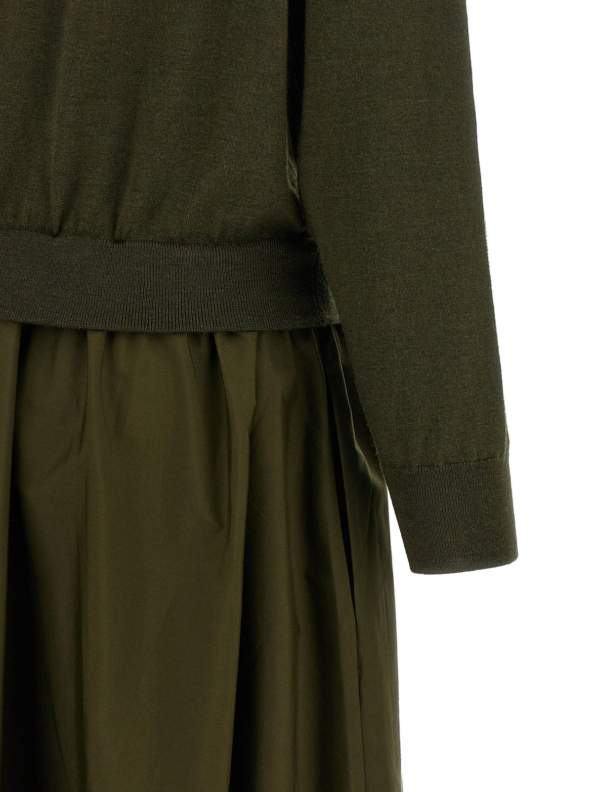 Dress by Polo Ralph Lauren for women in wool cotton bicolour, green & olive presents a sinuous silhouette, showcasing a sophisticated and detailed with a sinuous maxi long for a refined finish.