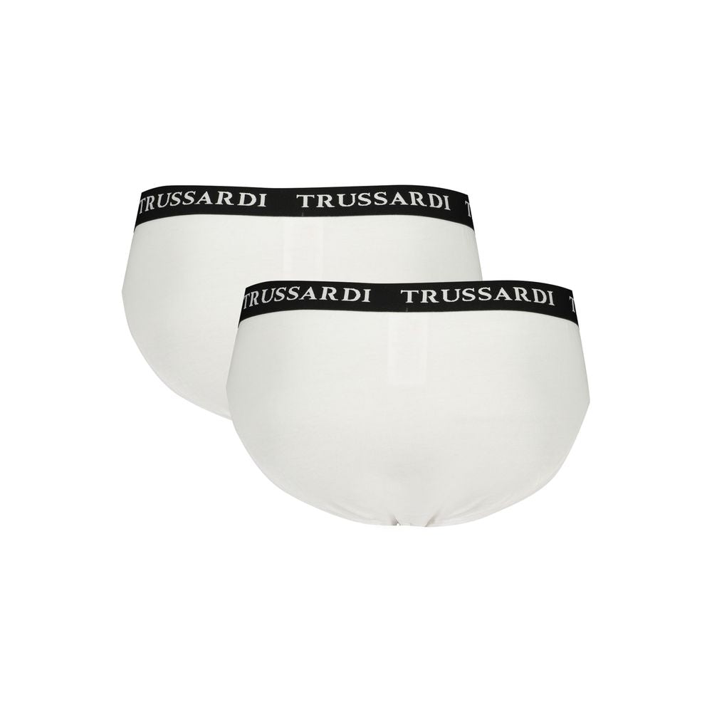 Trussardi Men's Stretch Cotton Underwear Briefs - White Print