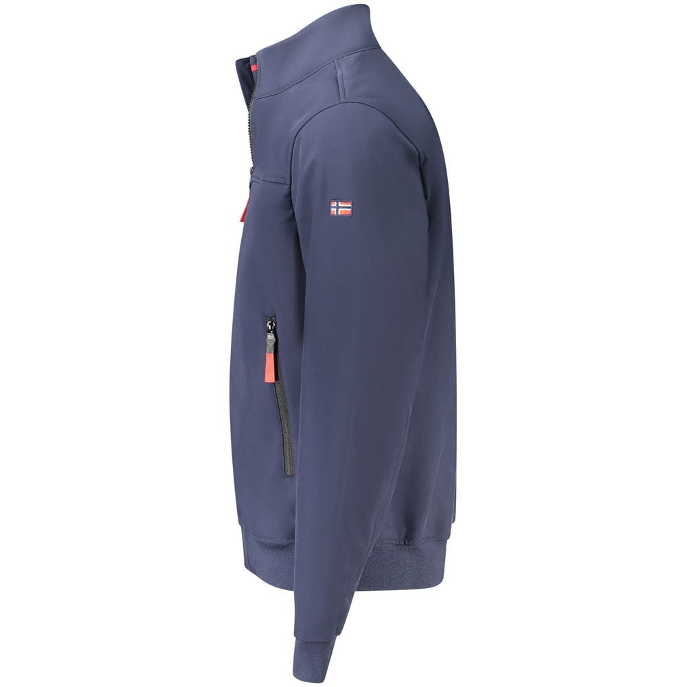 Norway 1963 Men's Softshell Fleeced Stretch Polyester Windbreaker Jacket - Blue Signature